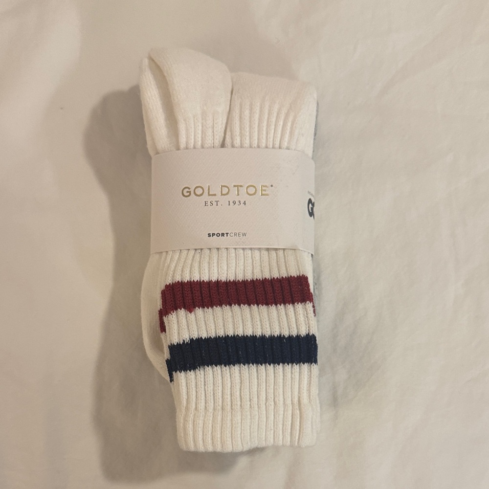 Gold Toe Men's Athletic Socks with Red and Blue Stripes